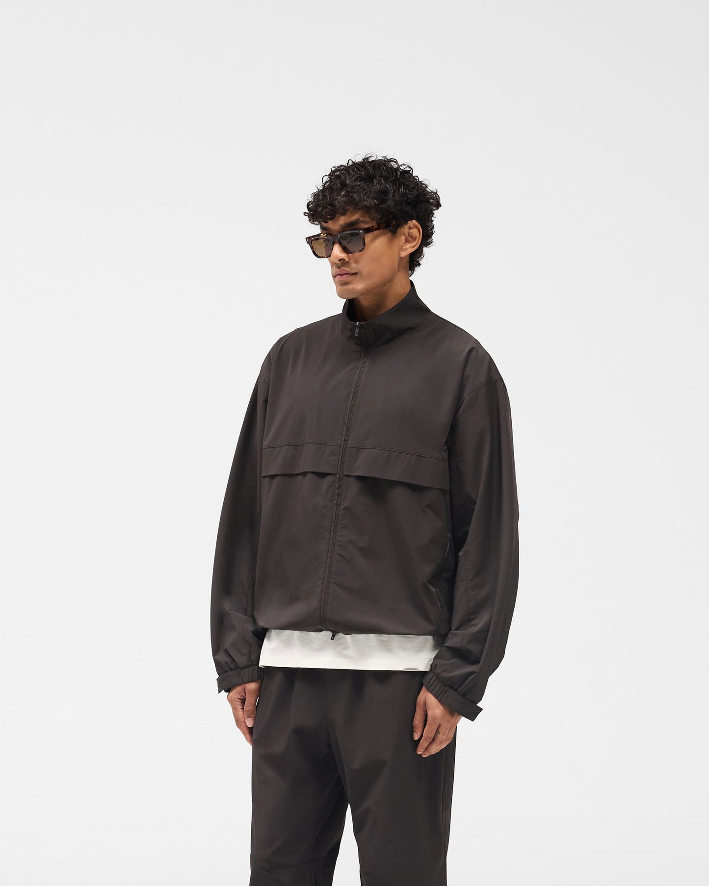 Initial Nylon Track Jacket - Coffee