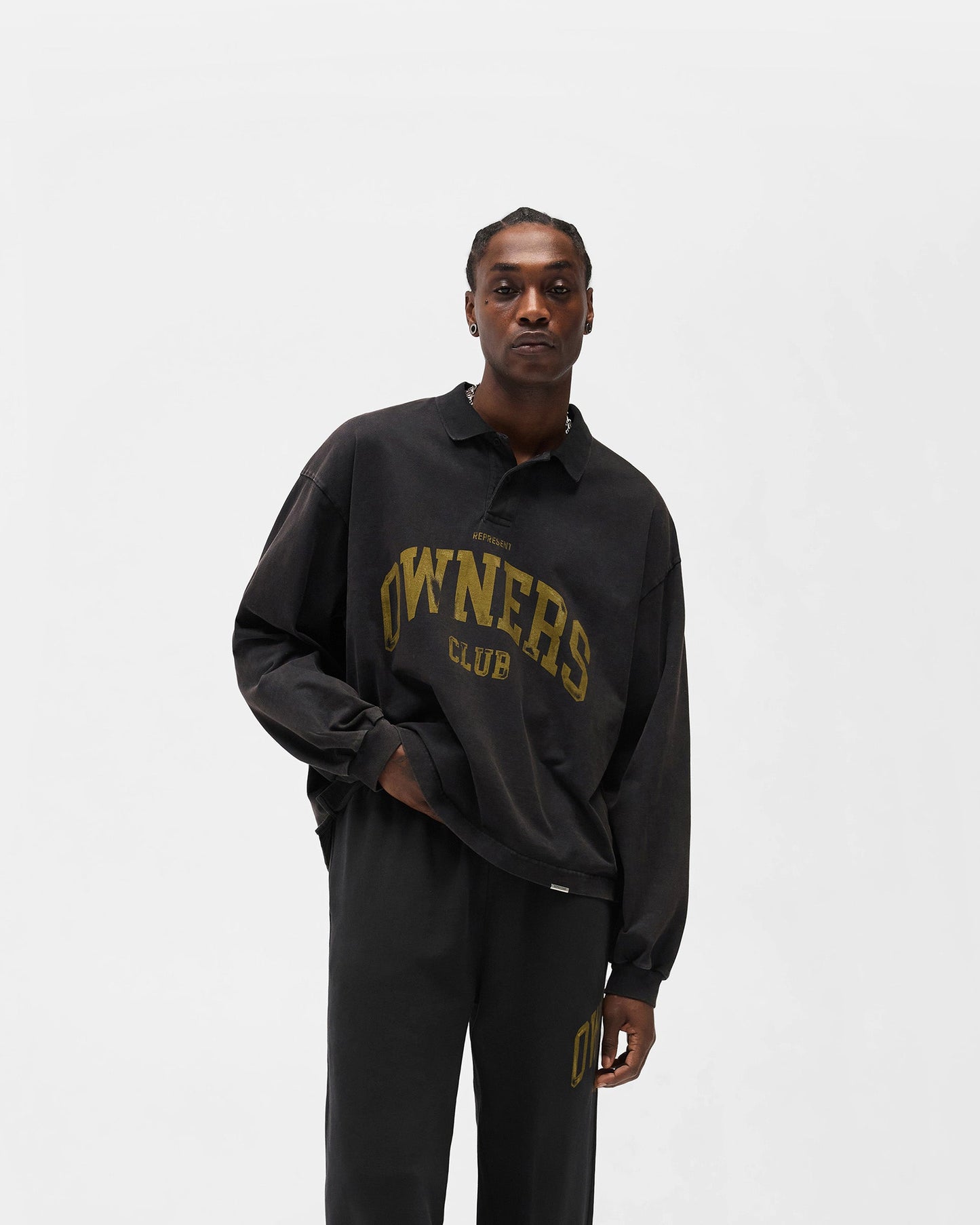 Represent Owners Club Rugby Polo - Faded Black