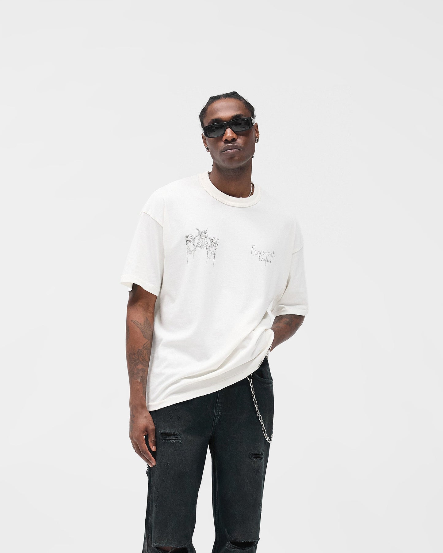 Hand Drawn Thoroughbred T-Shirt - Flat White