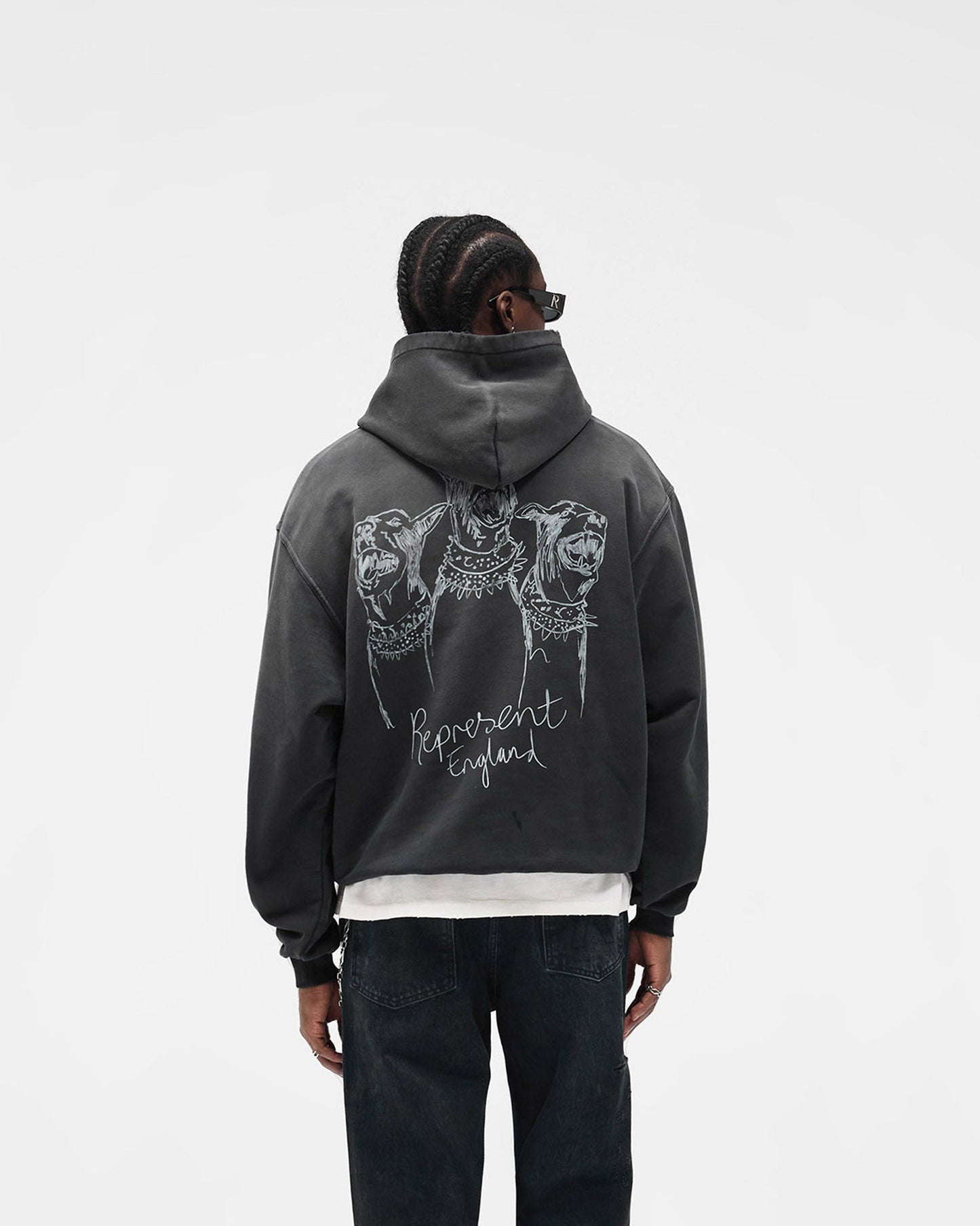 Hand Drawn Thoroughbred Hoodie - Aged Black