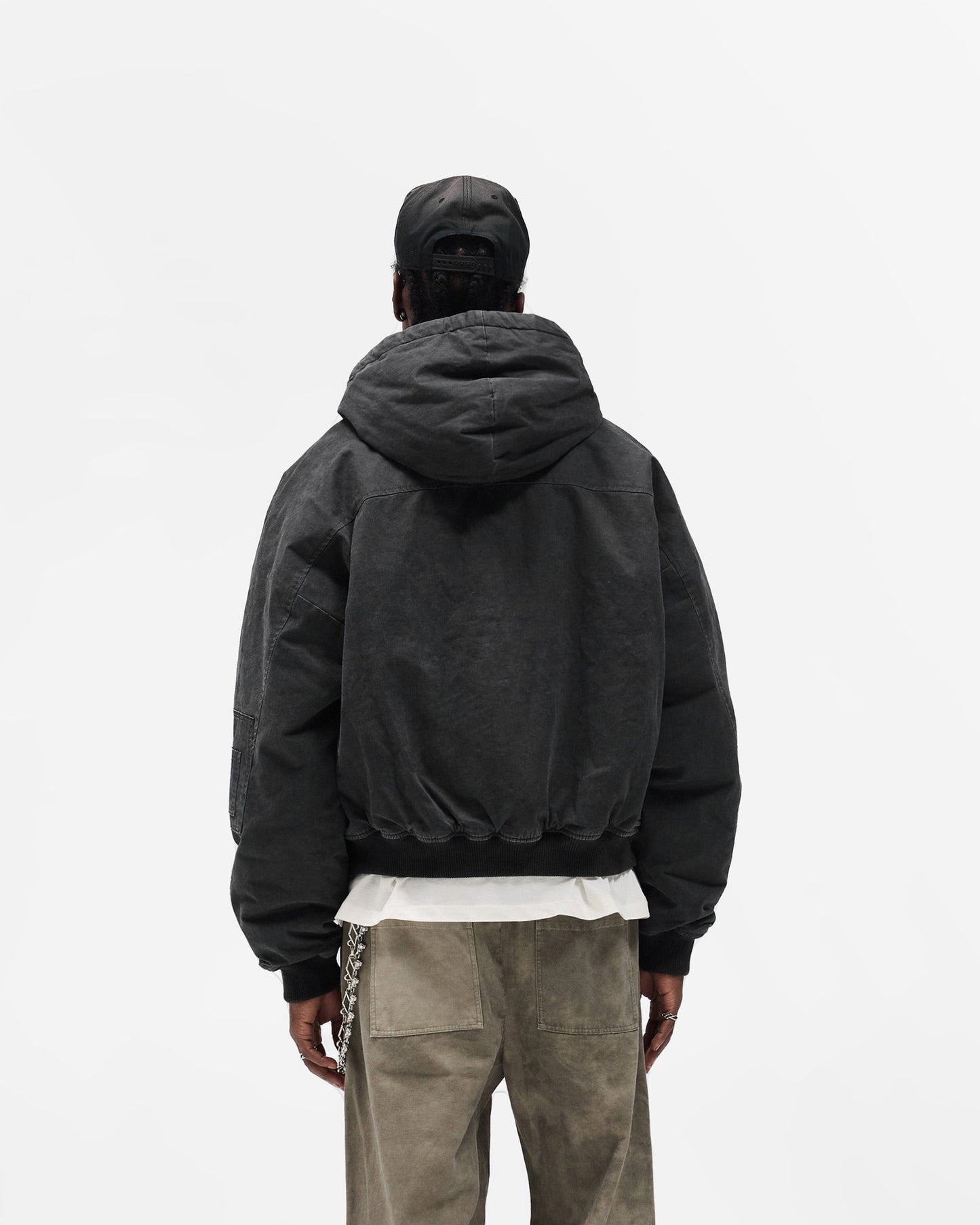 Hooded Bomber - Washed Black