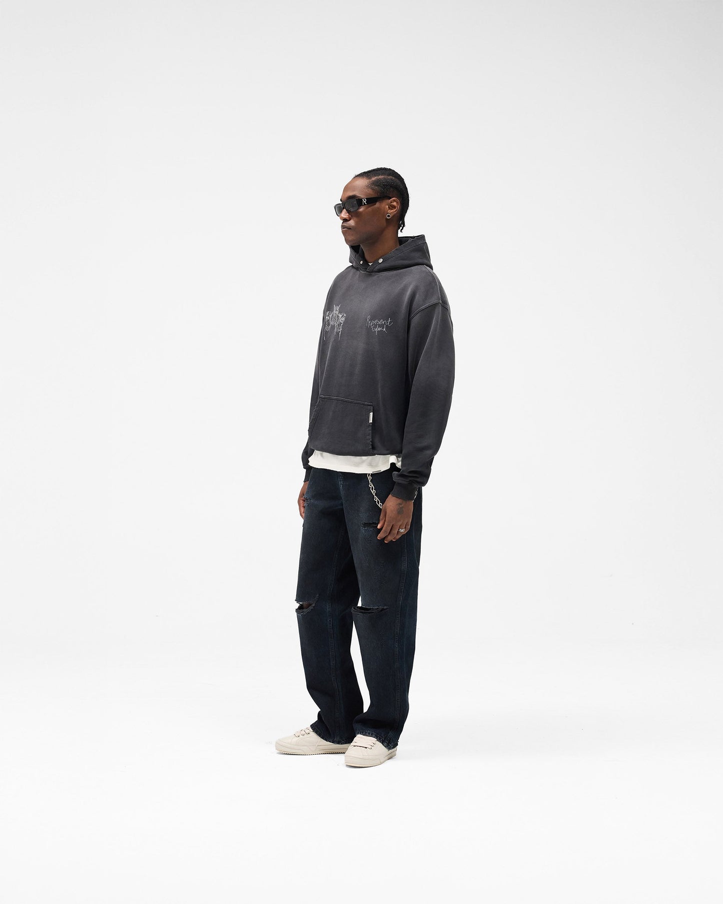 Hand Drawn Thoroughbred Hoodie - Aged Black