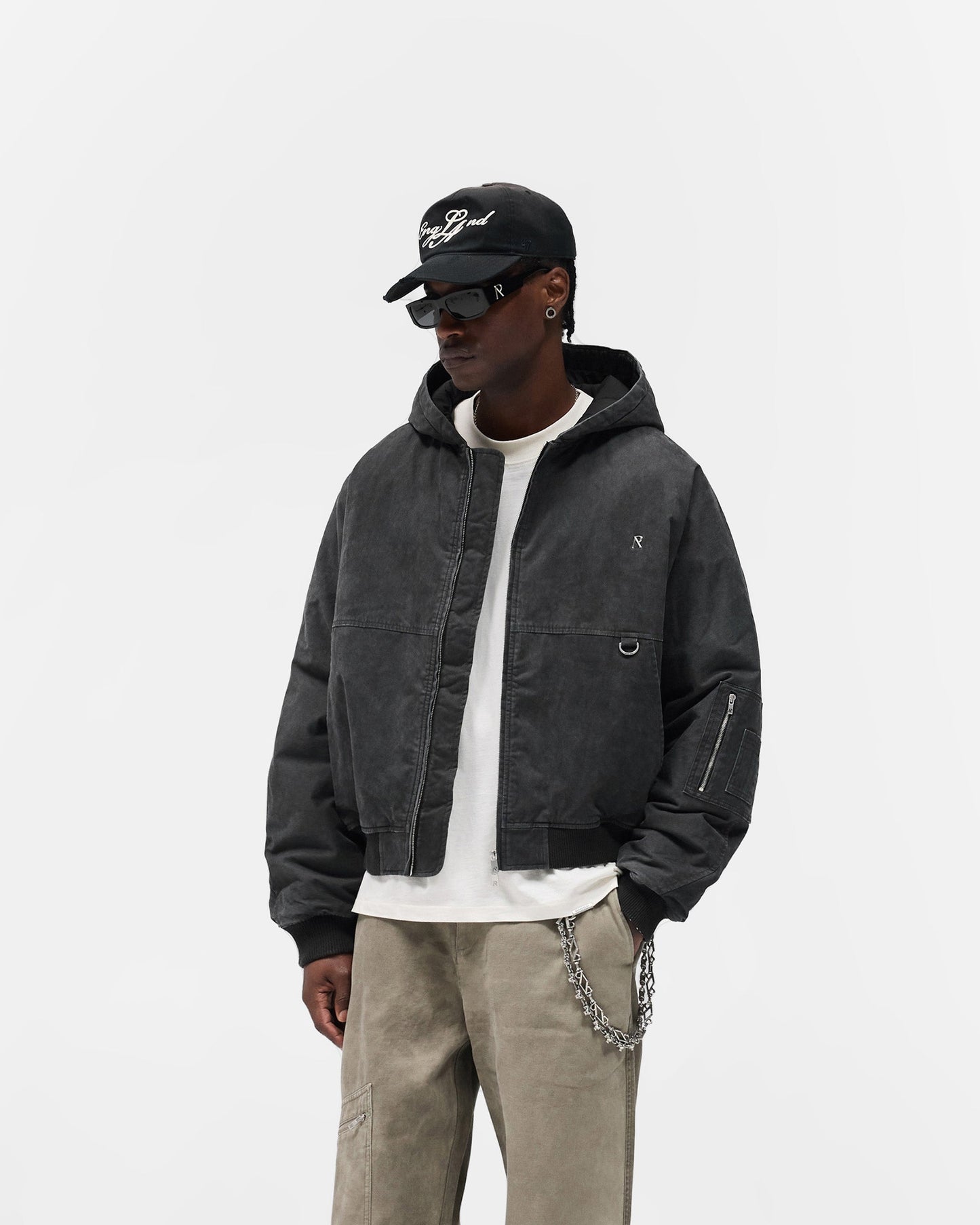 Hooded Bomber - Washed Black