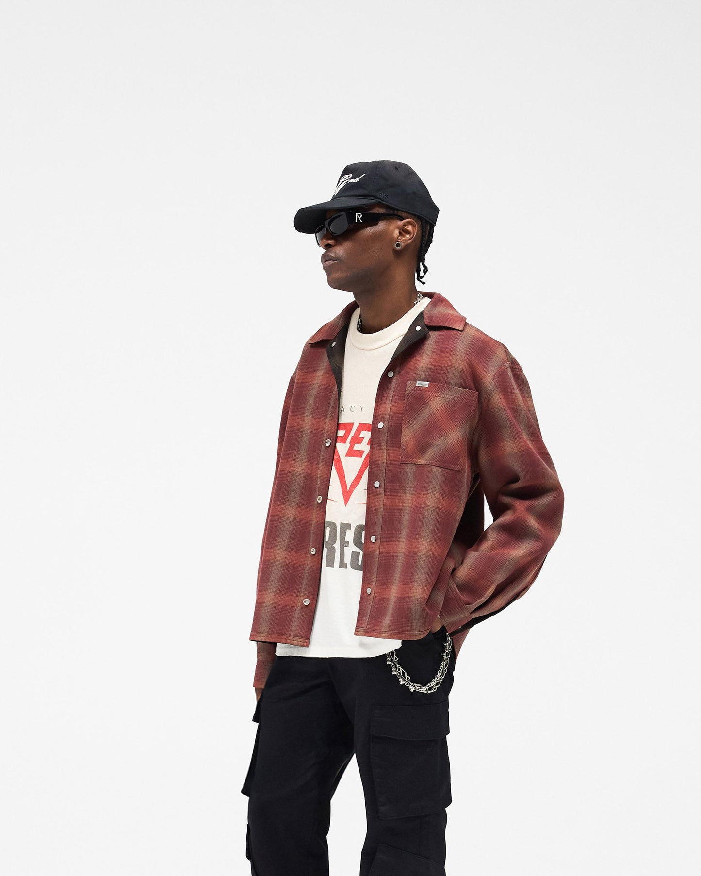 Bonded Reversible Check Shirt - Nero