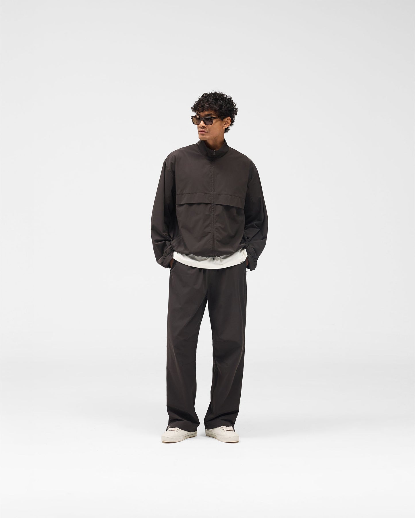 Initial Nylon Track Jacket - Coffee