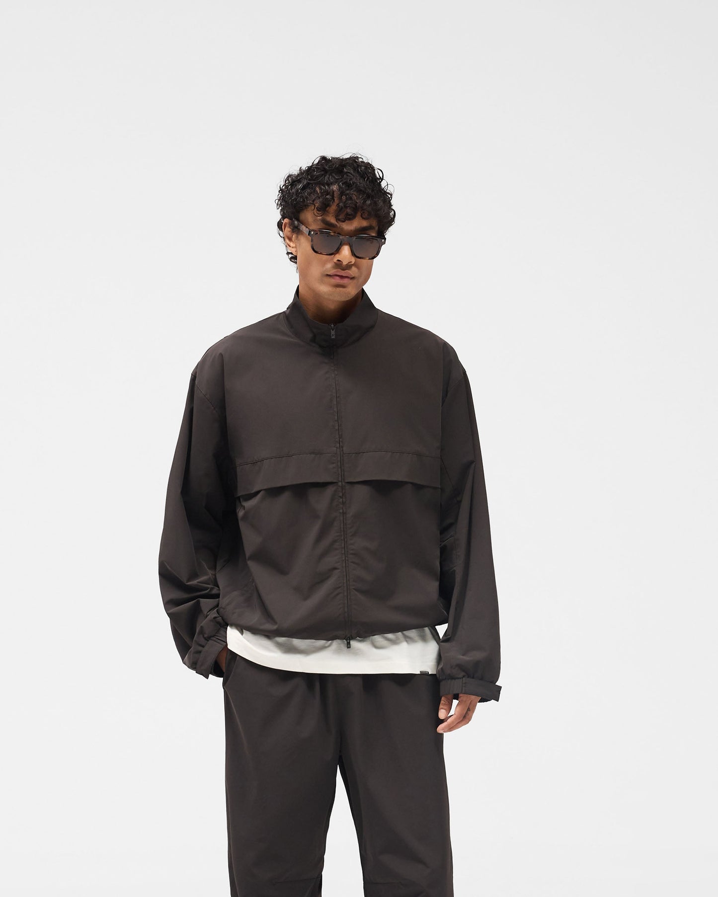 Initial Nylon Track Jacket - Coffee