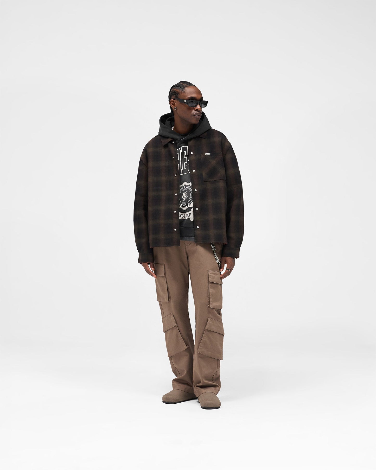 Bonded Reversible Check Shirt - Nero