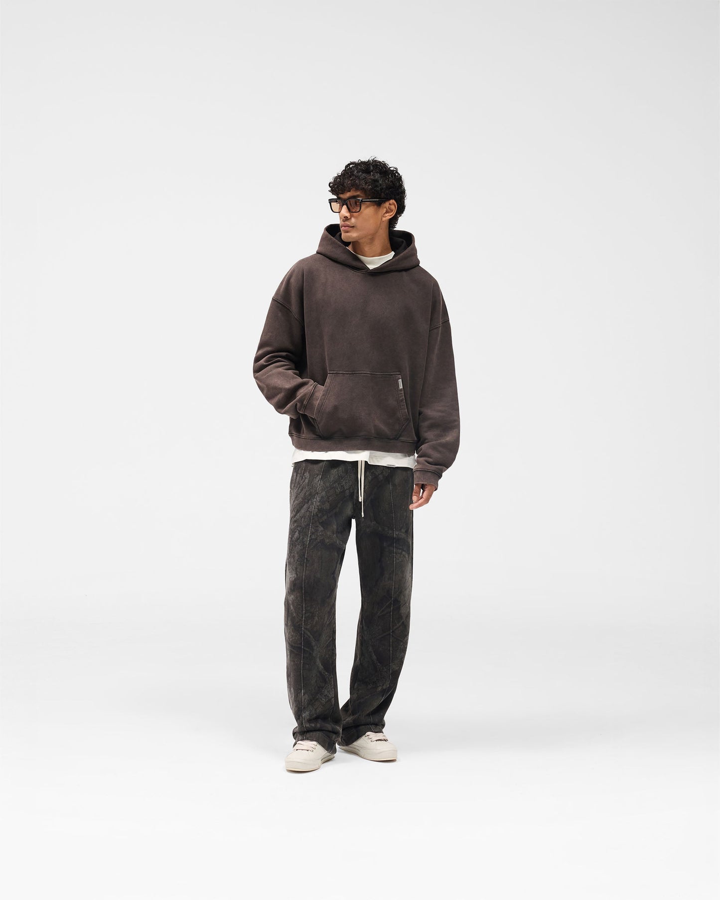 Initial Boxy Hoodie - Coffee