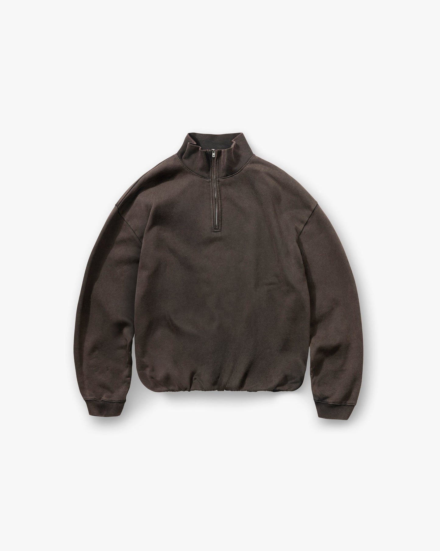 Initial Funnel Neck Quarter Zip Sweatshirt - Coffee