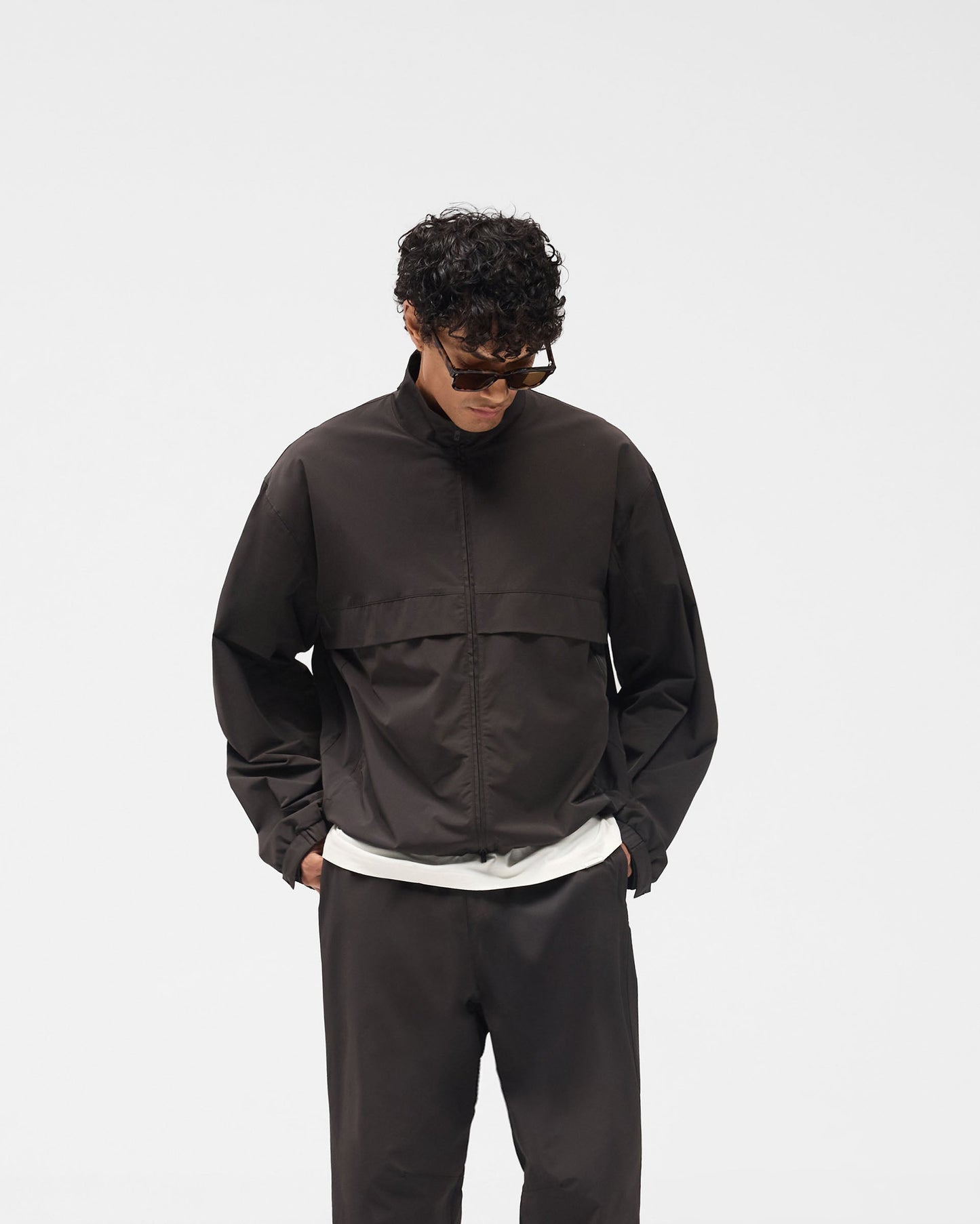 Initial Nylon Track Jacket - Coffee