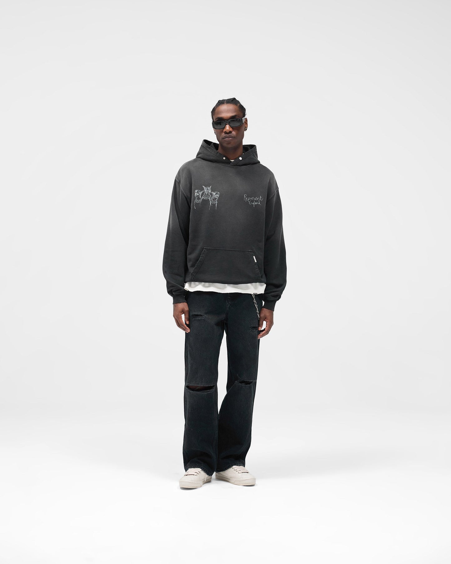 Hand Drawn Thoroughbred Hoodie - Aged Black