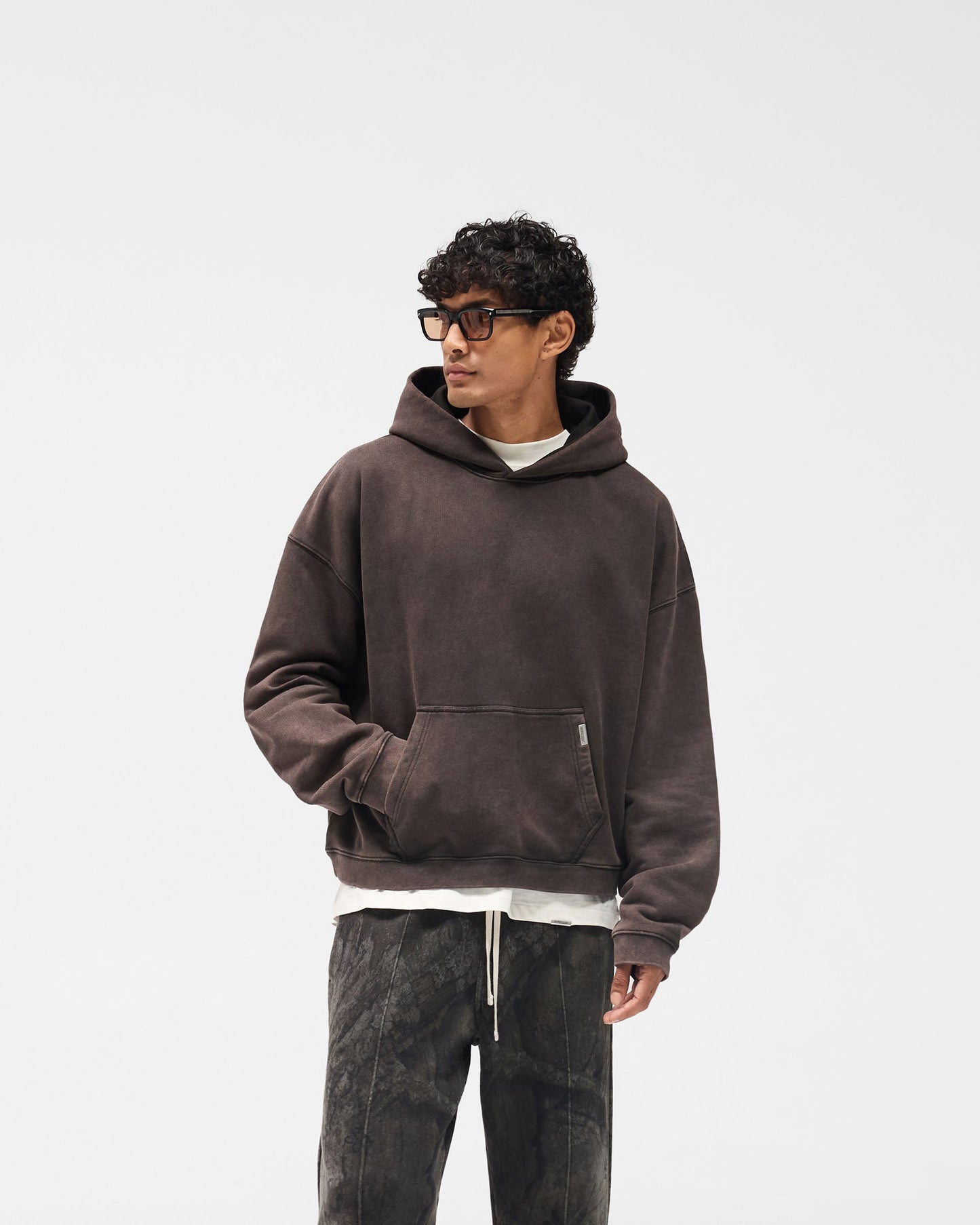 Initial Boxy Hoodie - Coffee