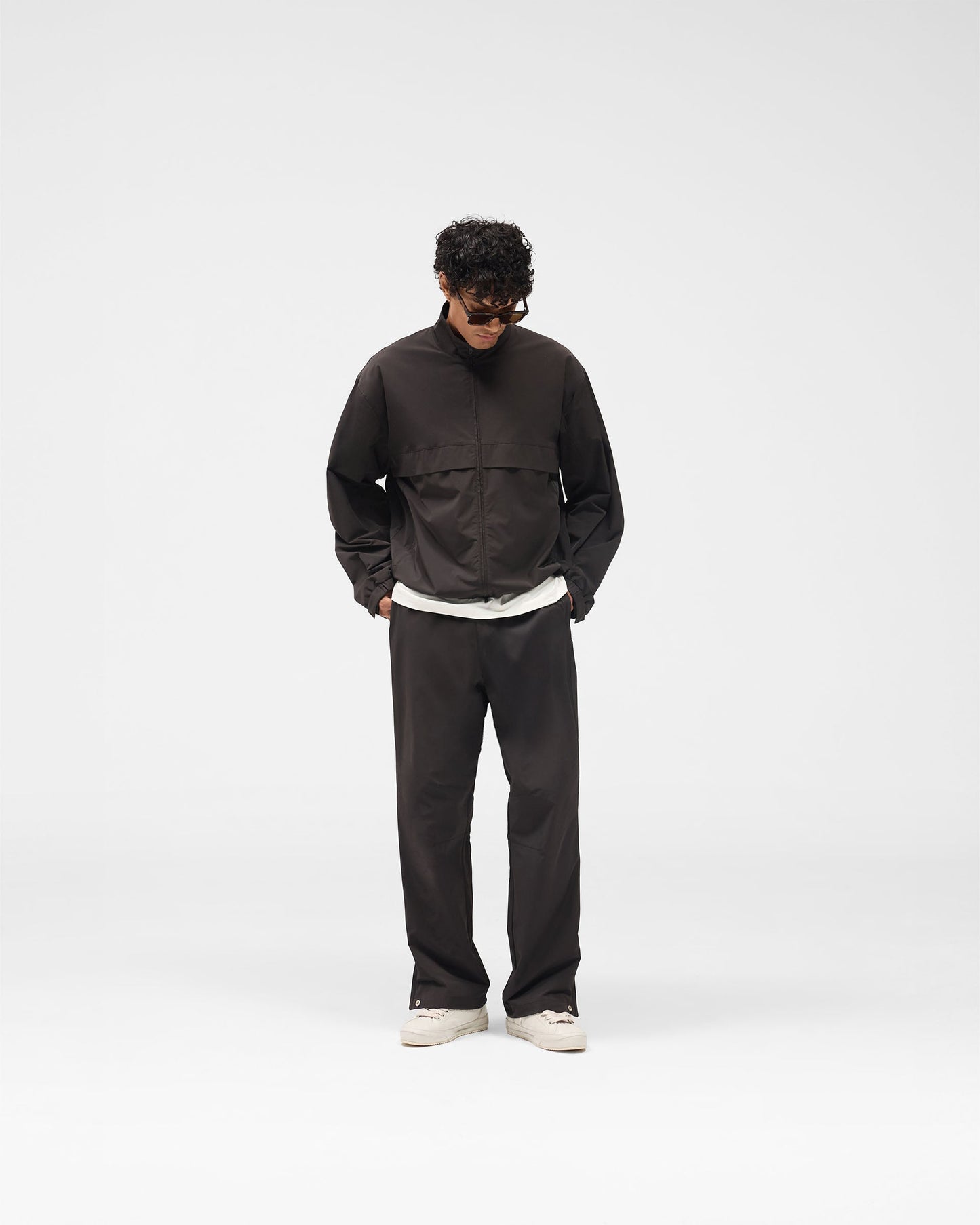 Initial Nylon Track Jacket - Coffee