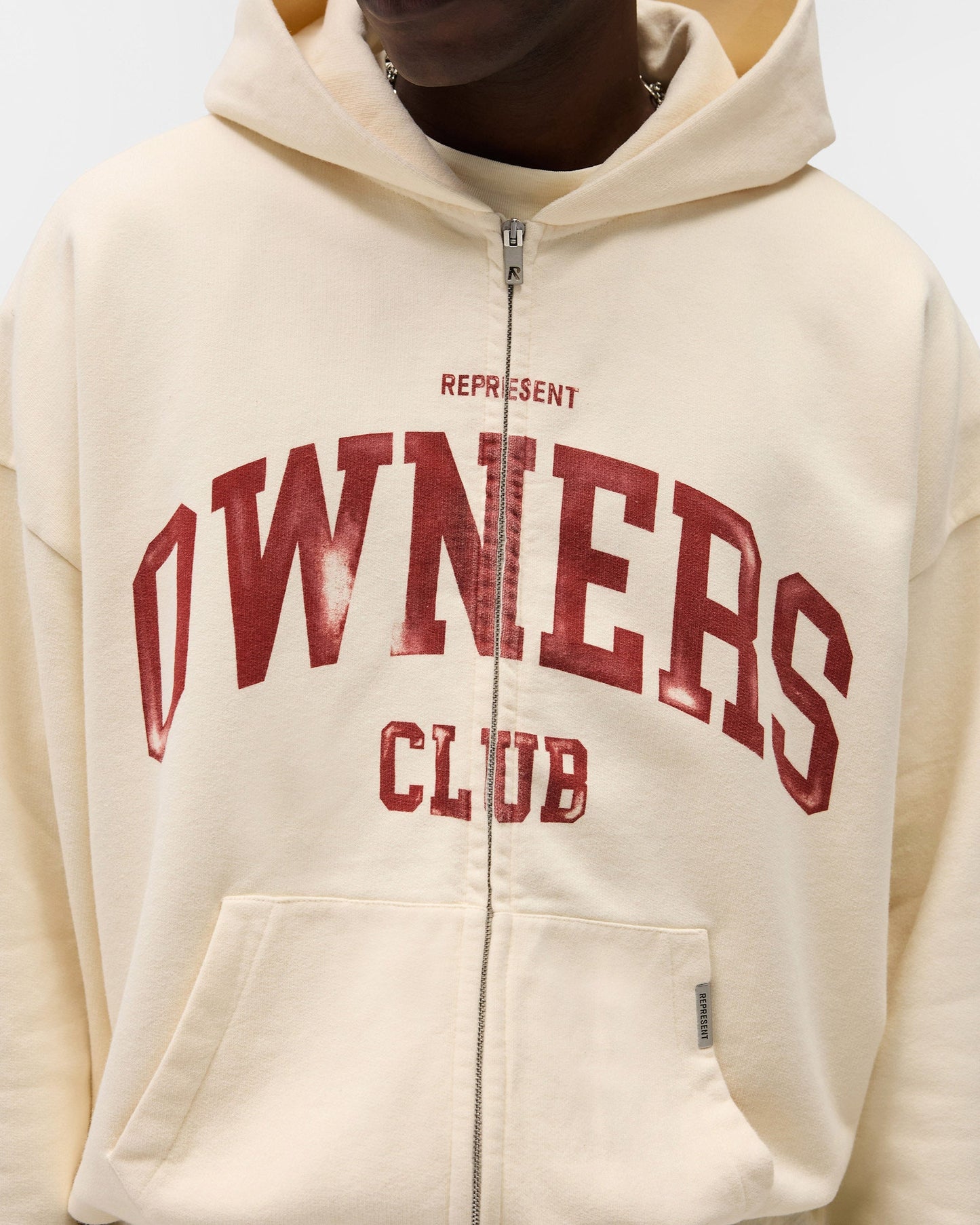 Represent Owners Club Zip Through Hoodie - Buttercream