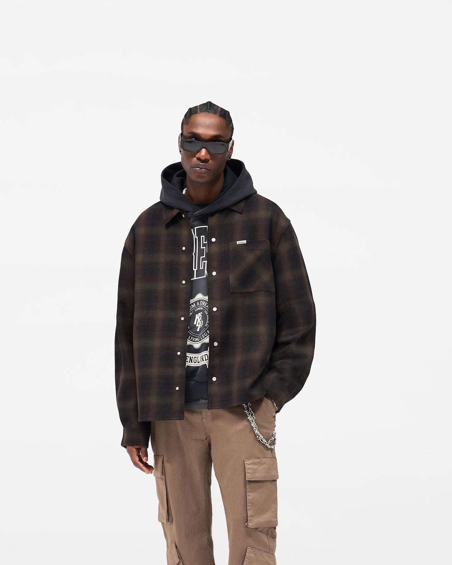 Bonded Reversible Check Shirt - Nero
