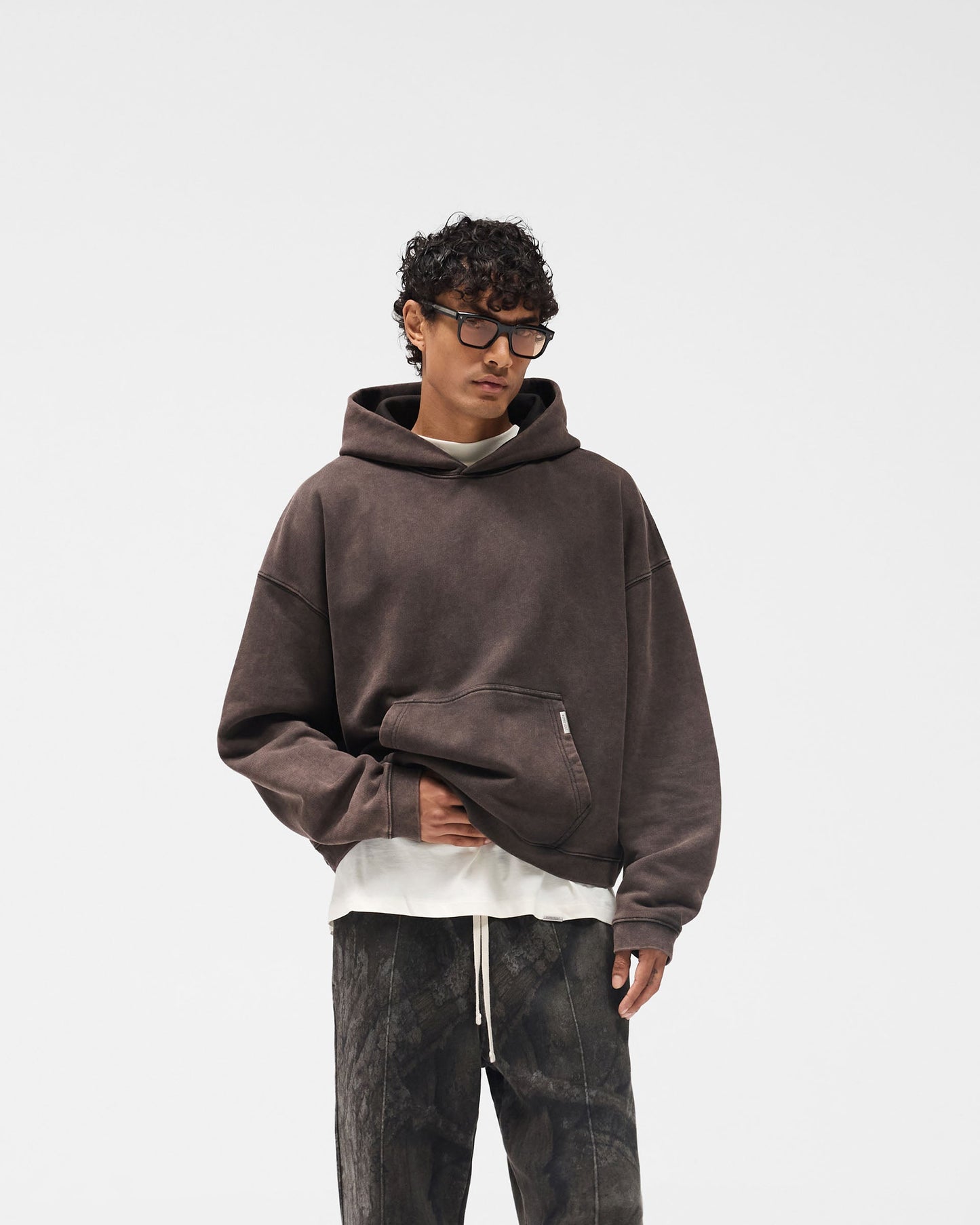 Initial Boxy Hoodie - Coffee