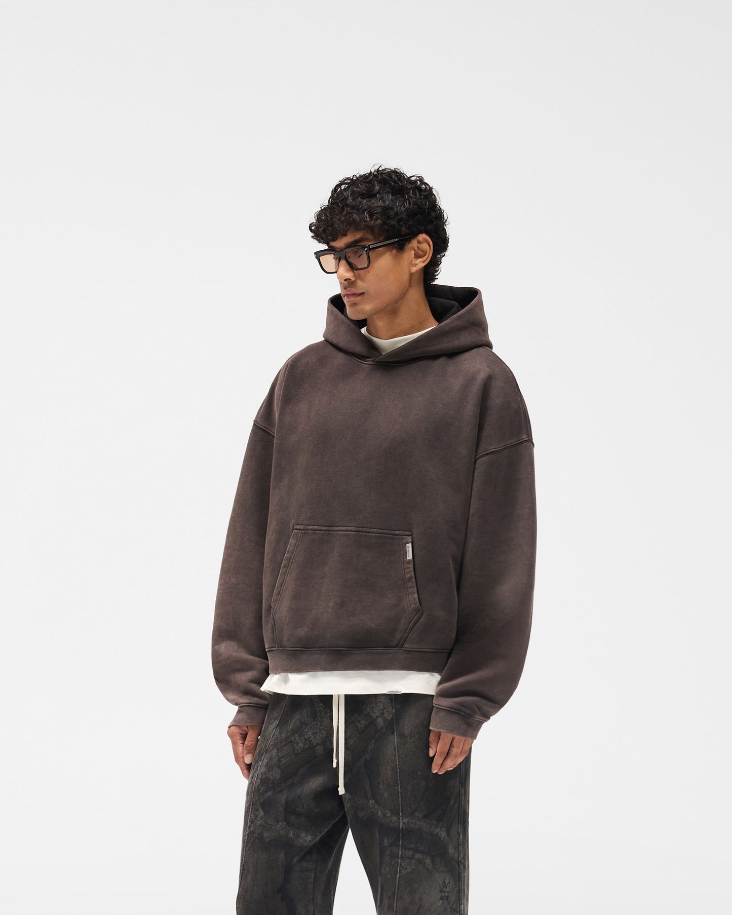 Initial Boxy Hoodie - Coffee