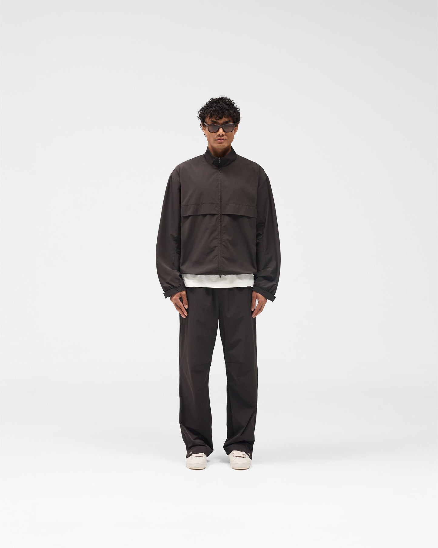 Initial Nylon Track Jacket - Coffee