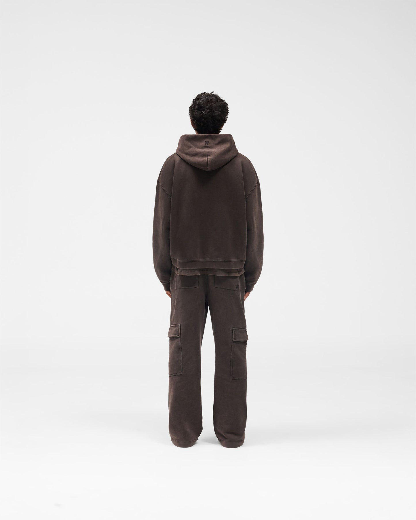 Initial Boxy Zip Through Hoodie - Coffee