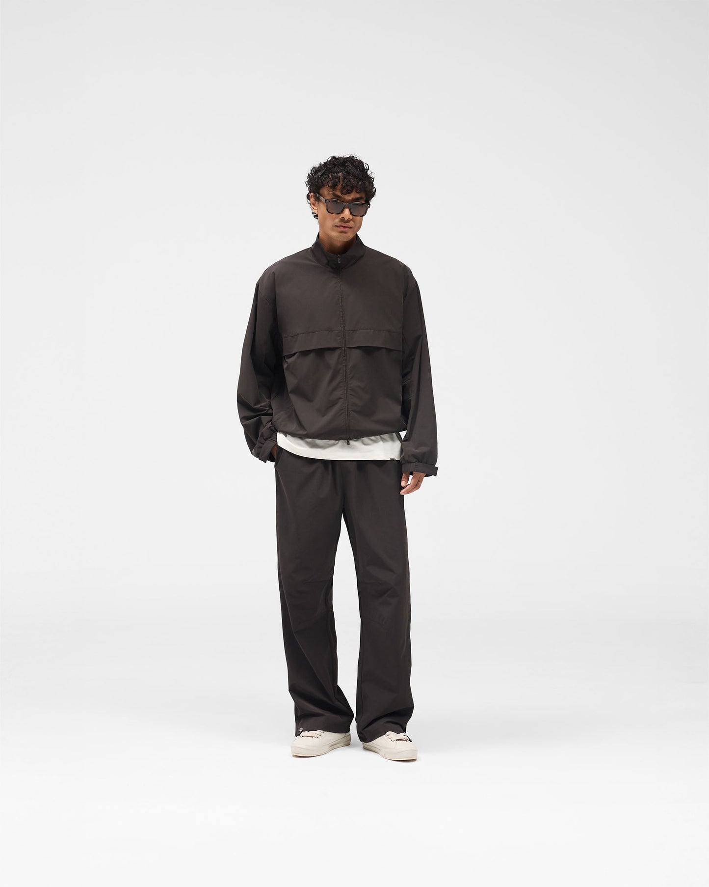 Initial Nylon Track Jacket - Coffee