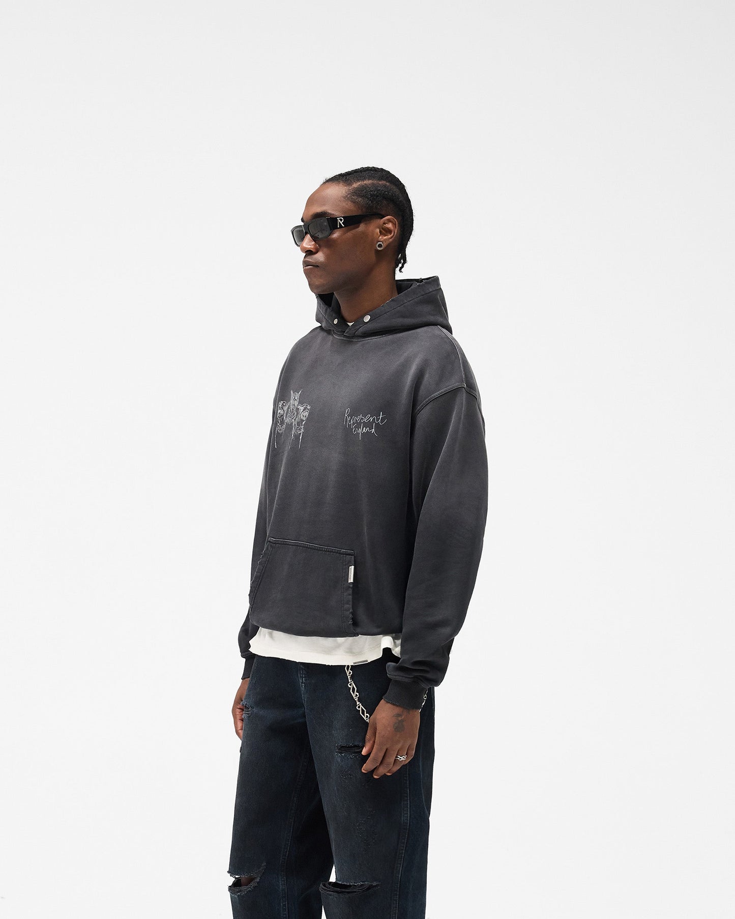 Hand Drawn Thoroughbred Hoodie - Aged Black