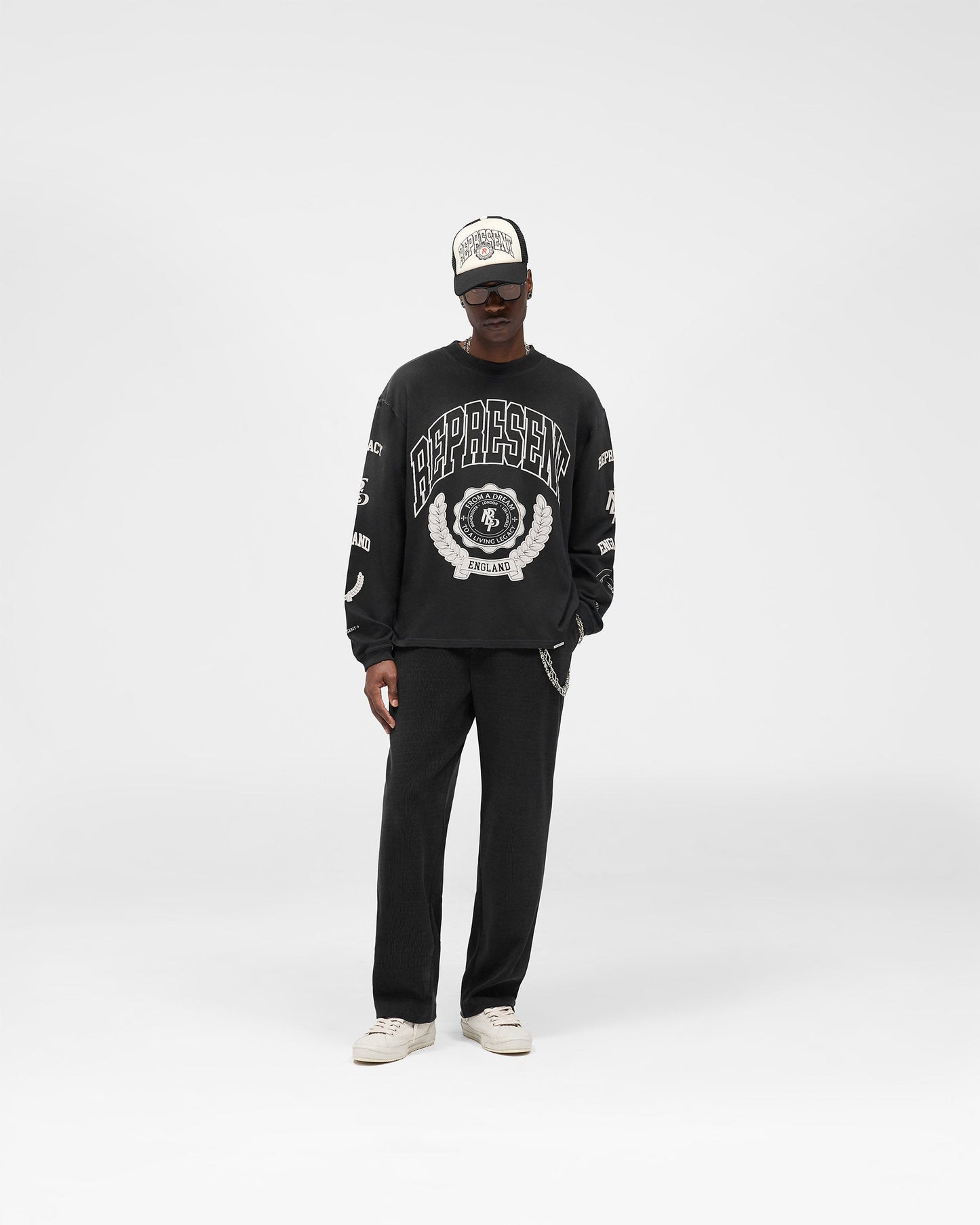 Legacy Crest Long Sleeve T-Shirt - Stained Black