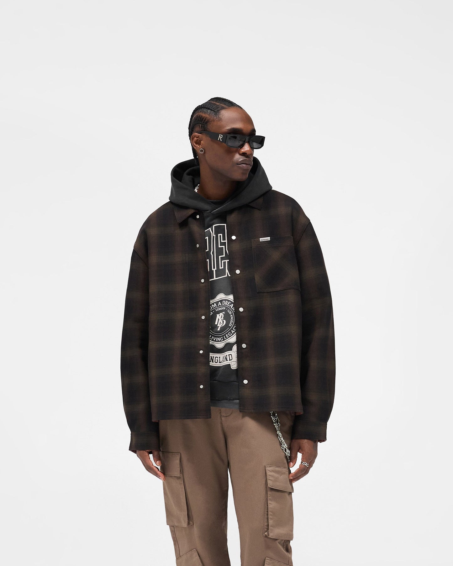 Bonded Reversible Check Shirt - Nero