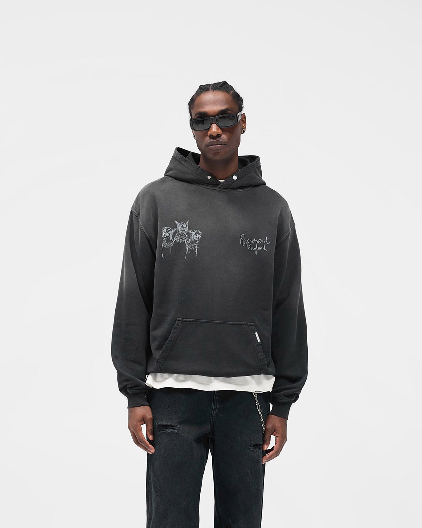 Hand Drawn Thoroughbred Hoodie - Aged Black