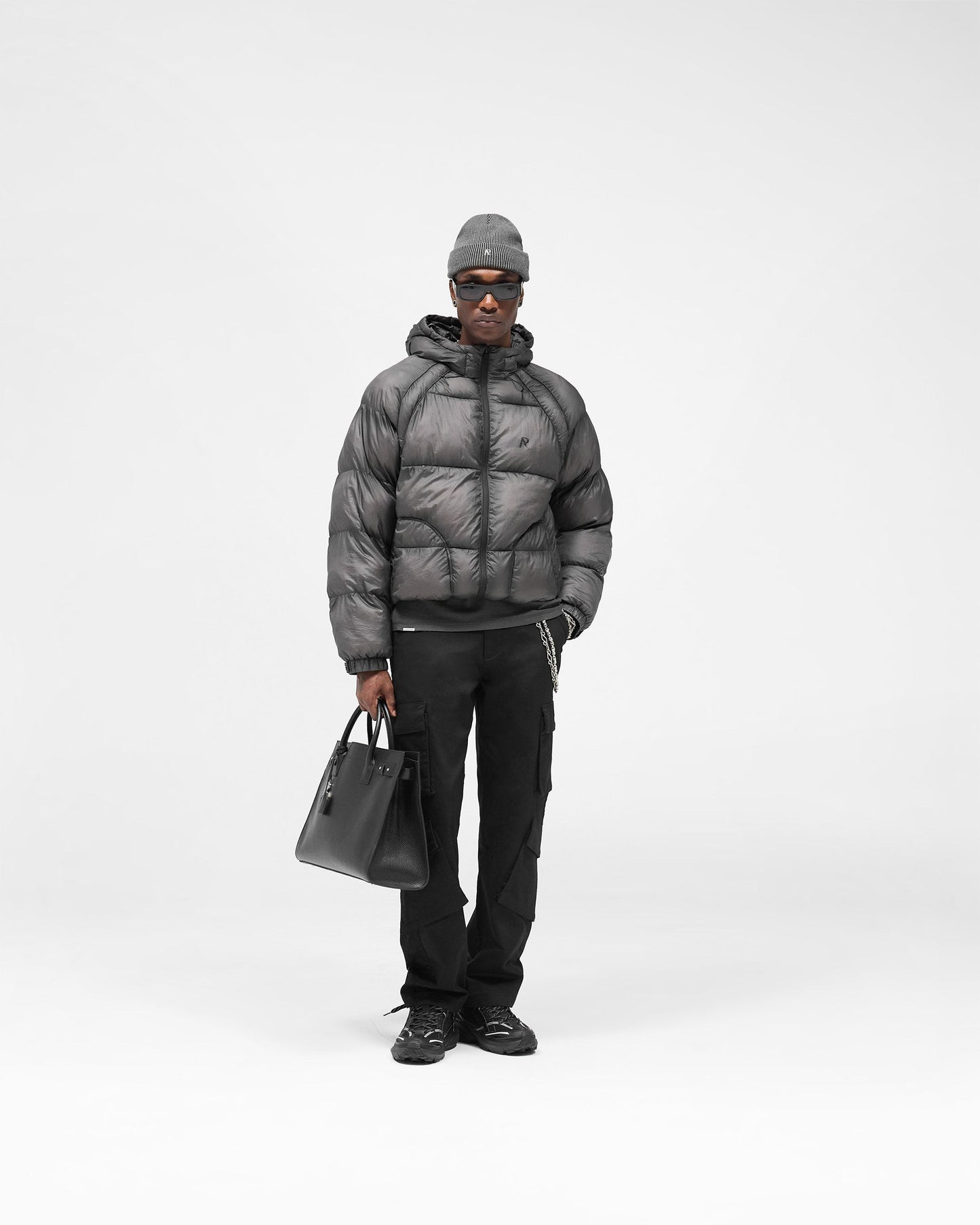Translucent Hooded Puffer - Washed Black