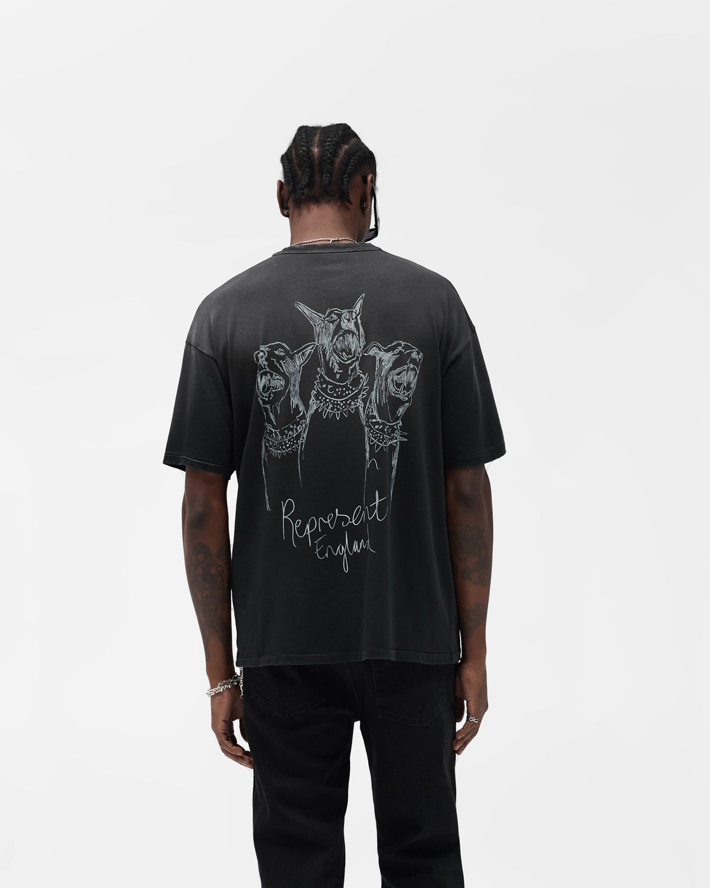 Hand Drawn Thoroughbred T-Shirt - Aged Black