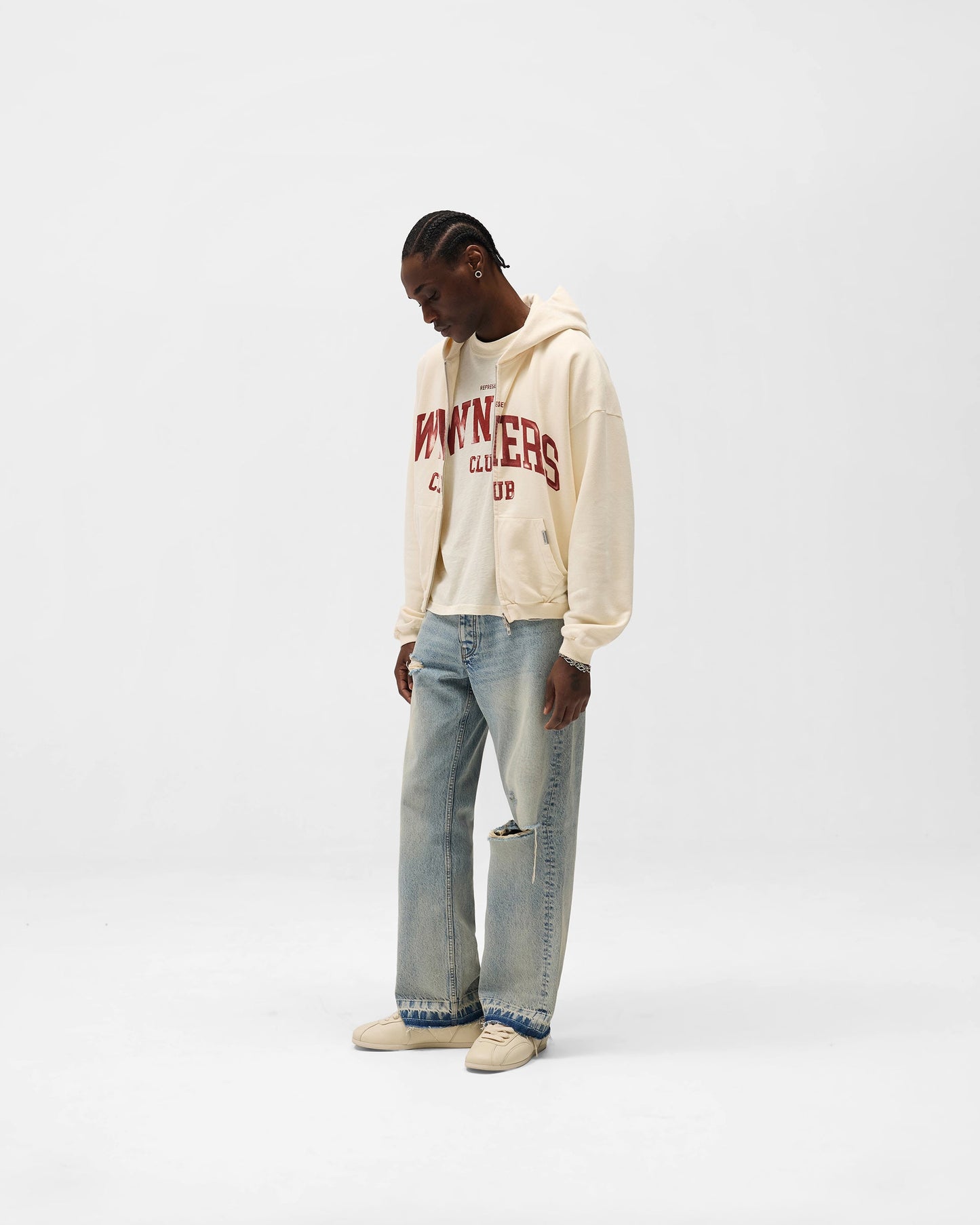 Represent Owners Club Zip Through Hoodie - Buttercream