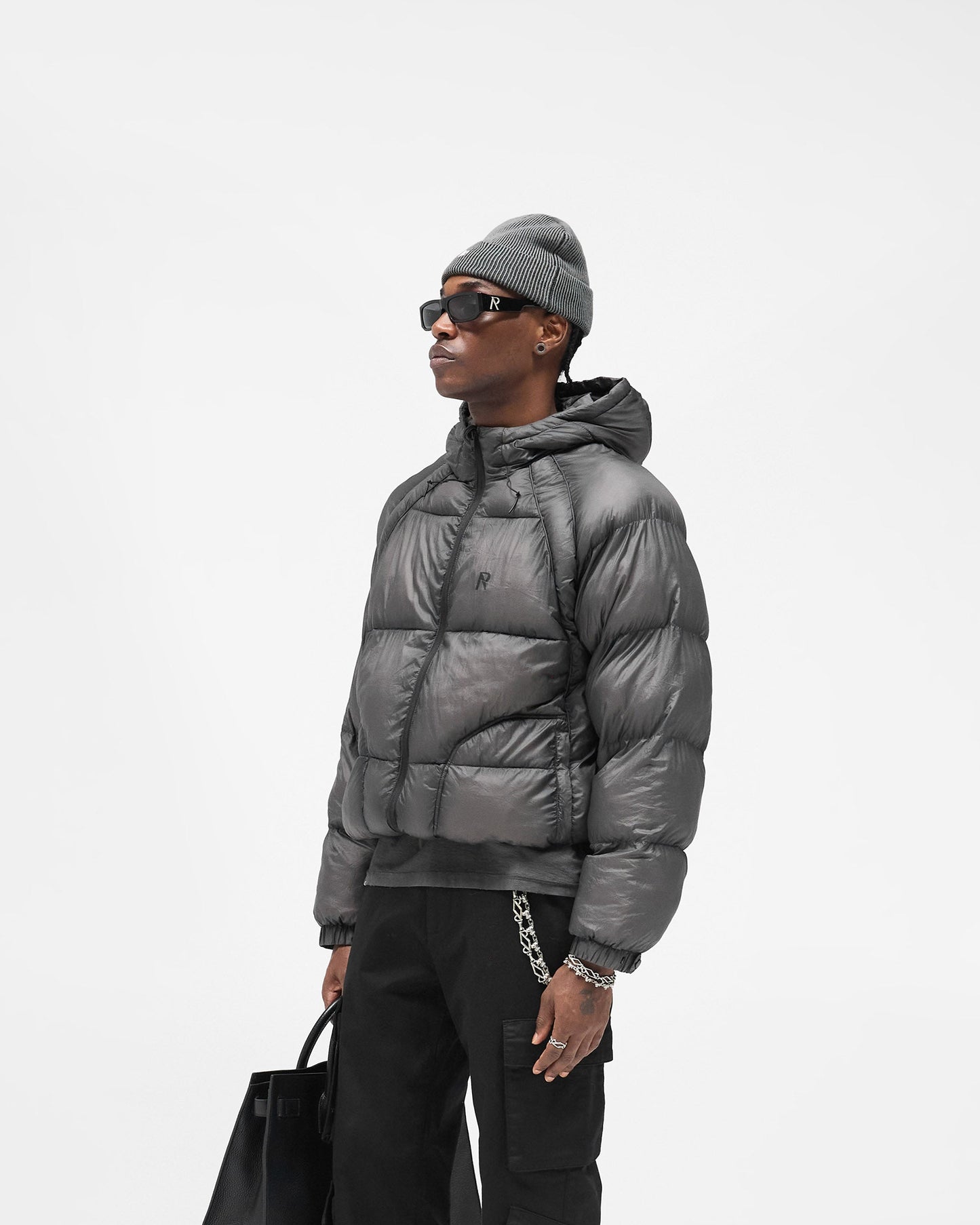 Translucent Hooded Puffer - Washed Black