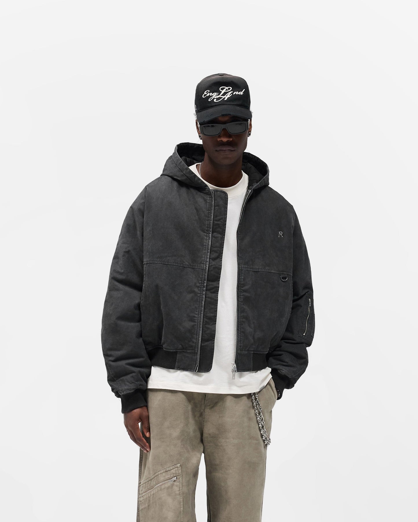 Hooded Bomber - Washed Black