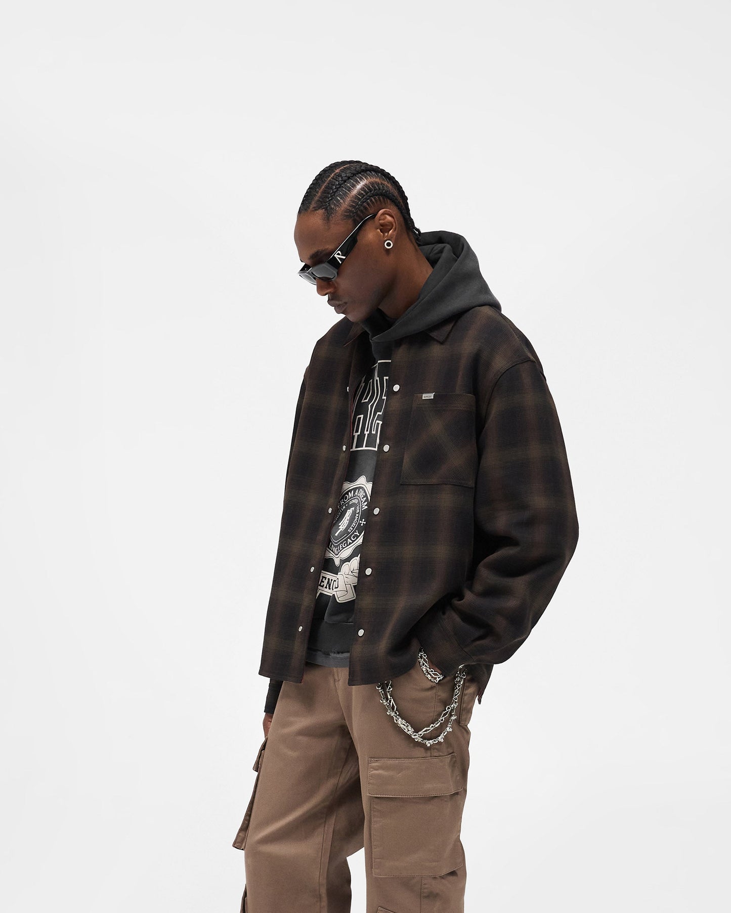 Bonded Reversible Check Shirt - Nero