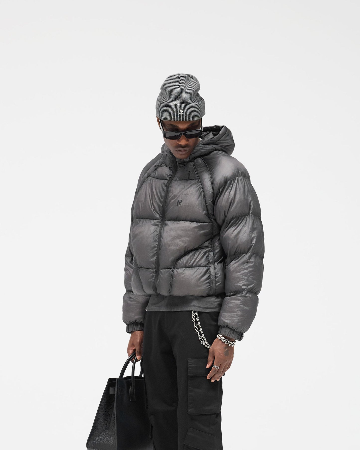 Translucent Hooded Puffer - Washed Black