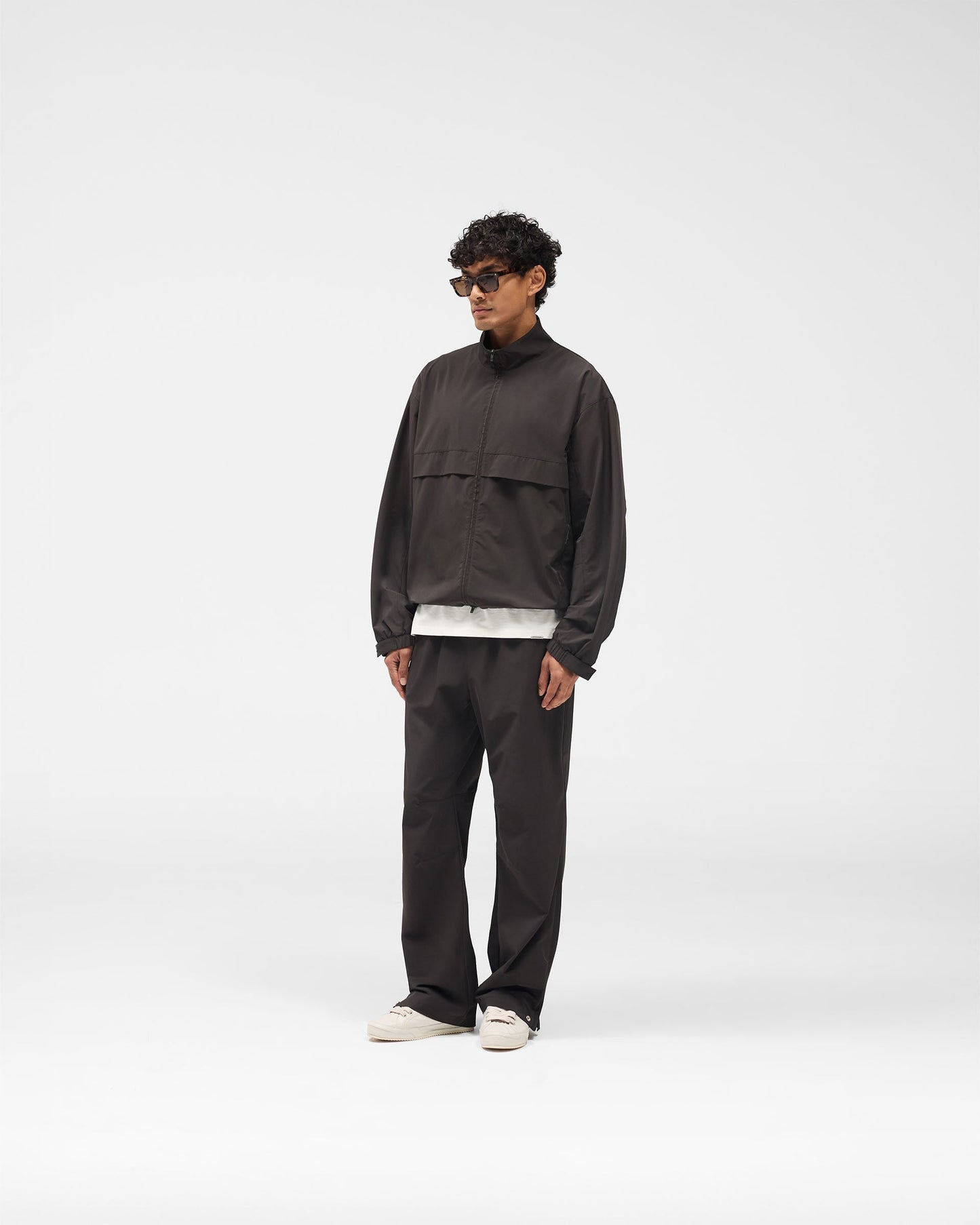 Initial Nylon Track Jacket - Coffee