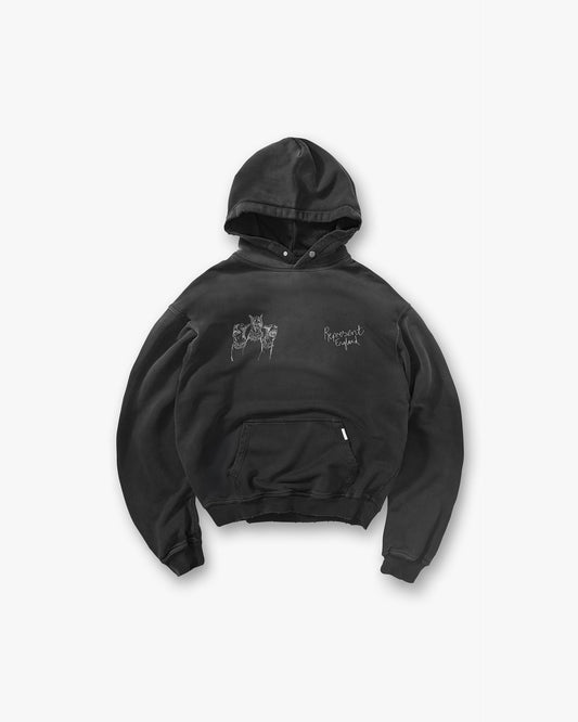Hand Drawn Thoroughbred Hoodie - Aged Black