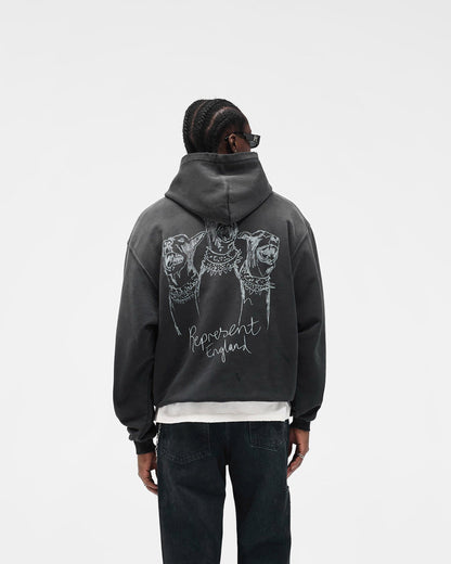 Hand Drawn Thoroughbred Hoodie - Aged Black