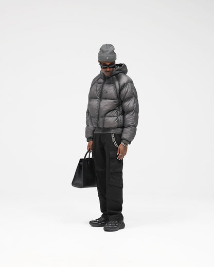 Translucent Hooded Puffer - Washed Black