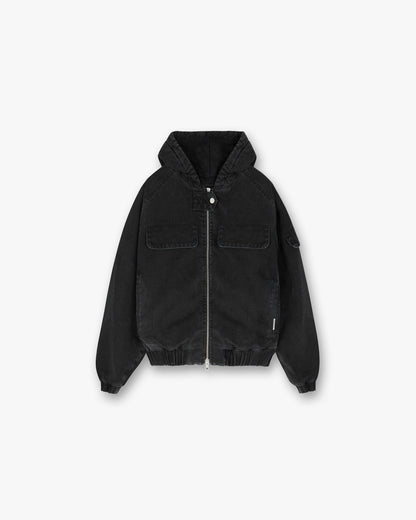 Crash Cropped Denim Jacket - Washed Black