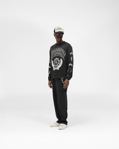 Legacy Crest Long Sleeve T-Shirt - Stained Black