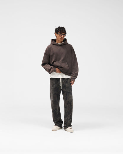 Initial Boxy Hoodie - Coffee