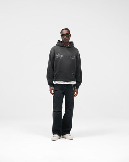 Hand Drawn Thoroughbred Hoodie - Aged Black