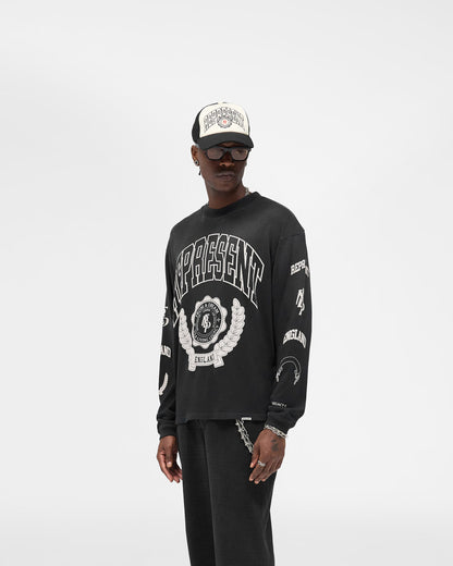 Legacy Crest Long Sleeve T-Shirt - Stained Black