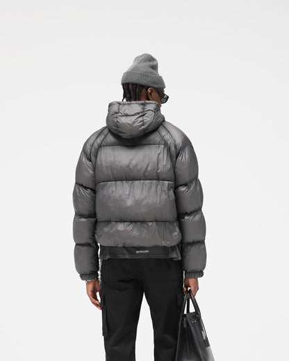 Translucent Hooded Puffer - Washed Black