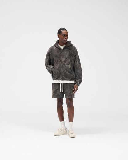 Initial Overdye Realtree® Boxy Zip Through Hoodie - Overdyed Black