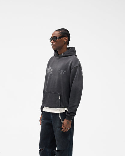 Hand Drawn Thoroughbred Hoodie - Aged Black