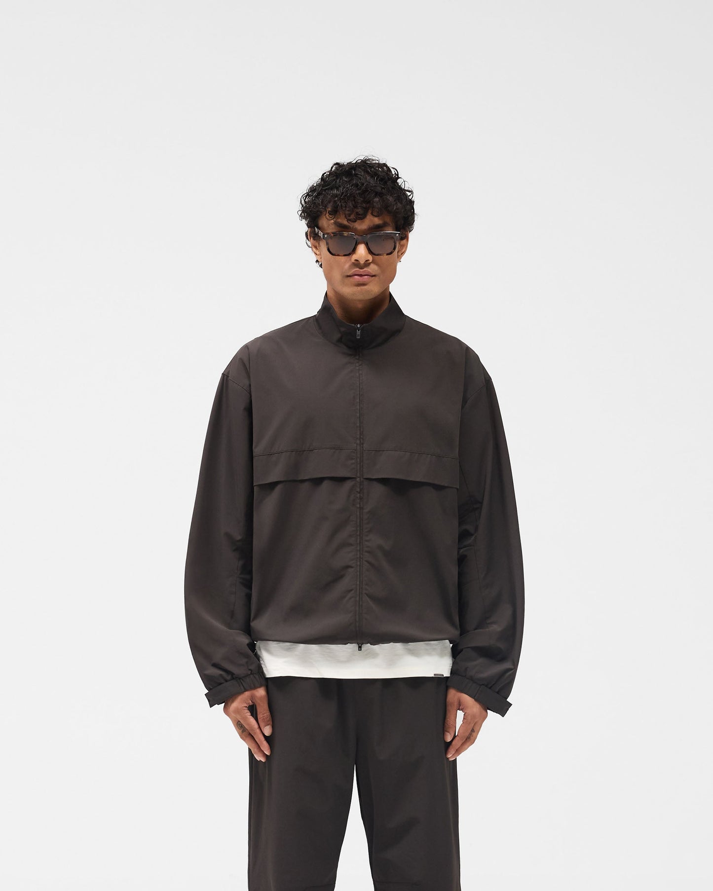 Initial Nylon Track Jacket - Coffee