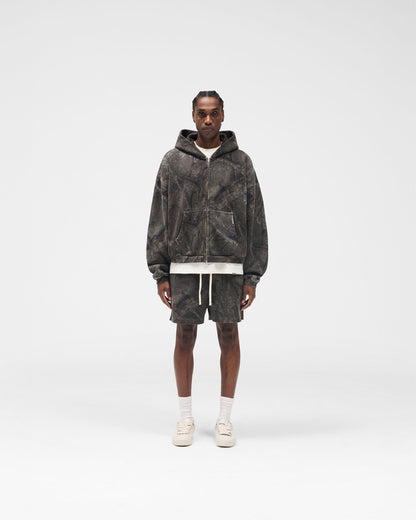 Initial Overdye Realtree® Boxy Zip Through Hoodie - Overdyed Black