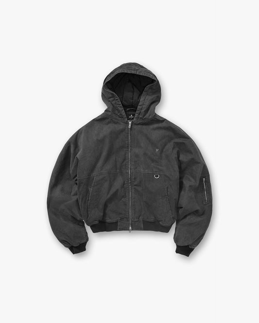 Hooded Bomber - Washed Black